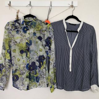 ザラ(ZARA)の【うみ様専用】ZARA WOMAN透け感ありシャツ〈左の花柄〉(シャツ/ブラウス(長袖/七分))