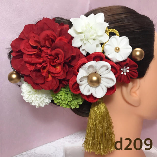 和装髪飾り d209 成人式 結婚式 七五三 ハンドメイドのアクセサリー(ヘアアクセサリー)の商品写真