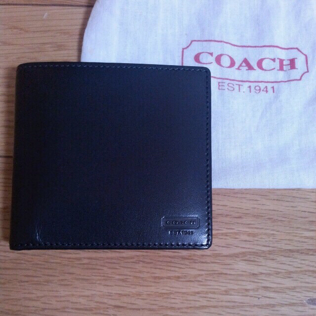 COACH二つ折財布 新品 ブラック 黒レディース