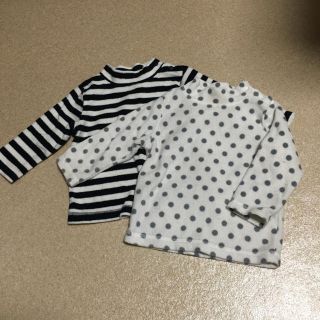 ユニクロ(UNIQLO)のUNIQLO.baby.タートルネック.ニット.ドット.ボーダー.80.セット(ニット/セーター)