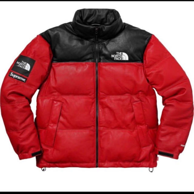 supreme north face レザーヌプシ L赤