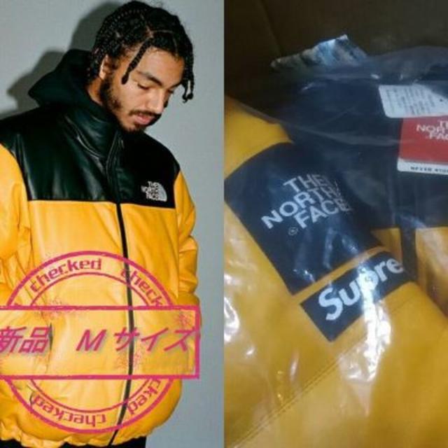 Supreme(シュプリーム)のSupreme THE NORTH FACE Leather Nuptse M黄 メンズのジャケット/アウター(ダウンジャケット)の商品写真