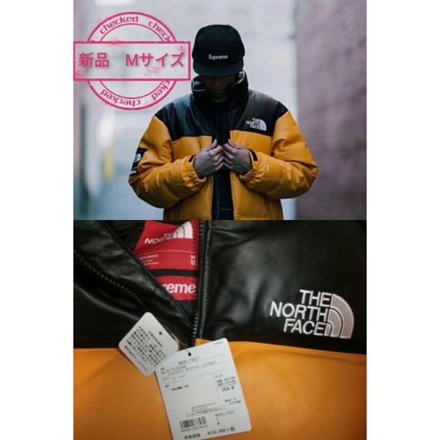 Supreme(シュプリーム)のSupreme THE NORTH FACE Leather Nuptse M黄 メンズのジャケット/アウター(ダウンジャケット)の商品写真