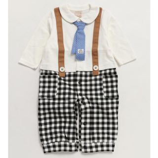 プティマイン(petit main)のpetit mainベビー服２WAYオールロンパース506070男の子(ロンパース)