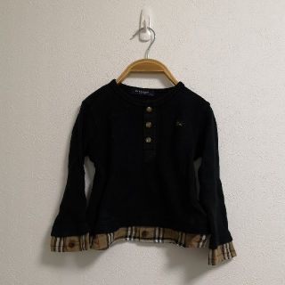 バーバリー(BURBERRY)のBURBERRY ニット地カットソー 黒 長袖 無地 90(Tシャツ/カットソー)