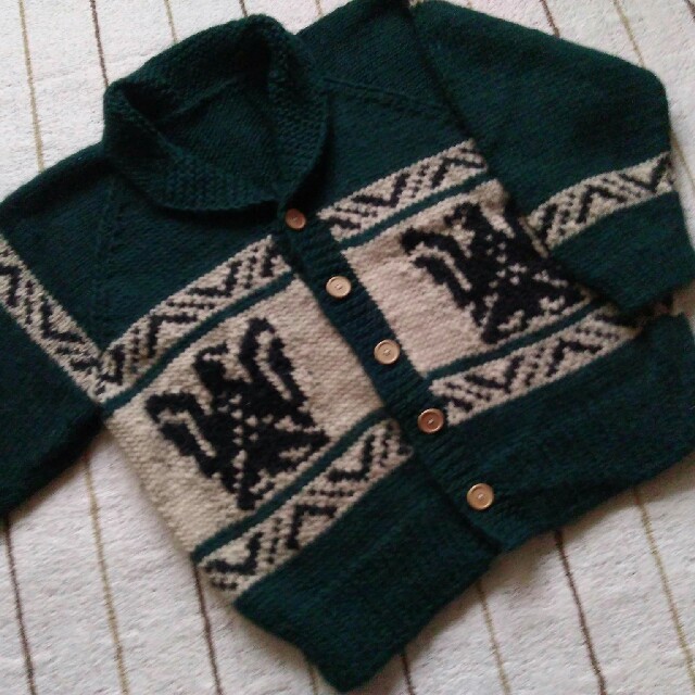 手編みカウチンジャケット レディースのトップス(ニット/セーター)の商品写真