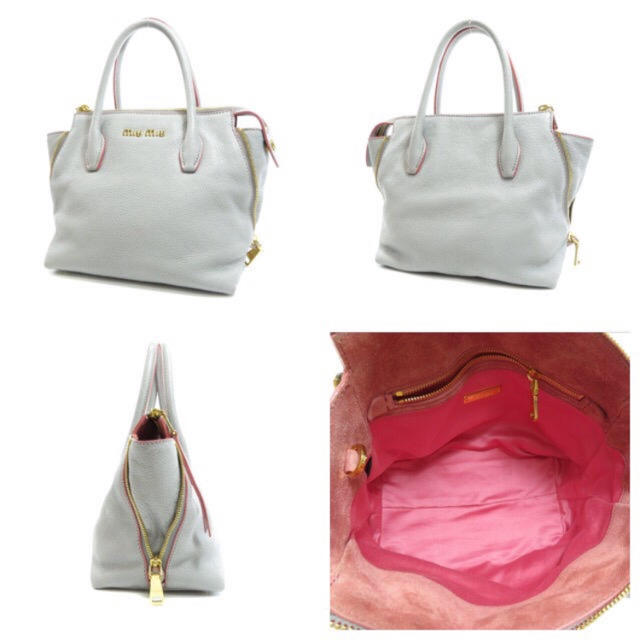 miumiu(ミュウミュウ)のmiumiu 2wayハンドバッグ ピンク×グレー レディースのバッグ(ハンドバッグ)の商品写真