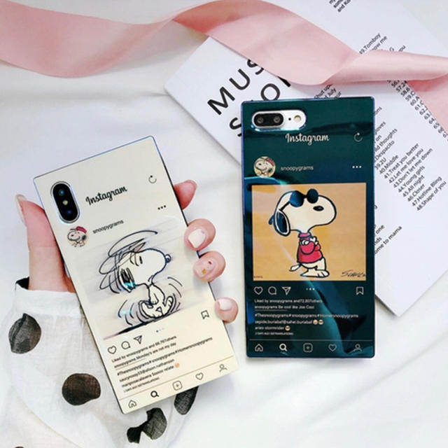 Snoopy 大人気 Iphoneケース スヌーピー インスタ風 スクエア型 新品の通販 By はるのすけ S Shop スヌーピーならラクマ