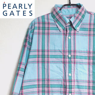 パーリーゲイツ(PEARLY GATES)の【希少】90Sヴィンテージ パーリーゲイツ ライトブルー チェック柄シャツ (シャツ)