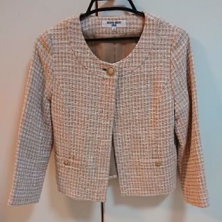 ナチュラルビューティーベーシック(NATURAL BEAUTY BASIC)のchiharu73様専用 ピンクツイード ノーカラージャケット(ノーカラージャケット)