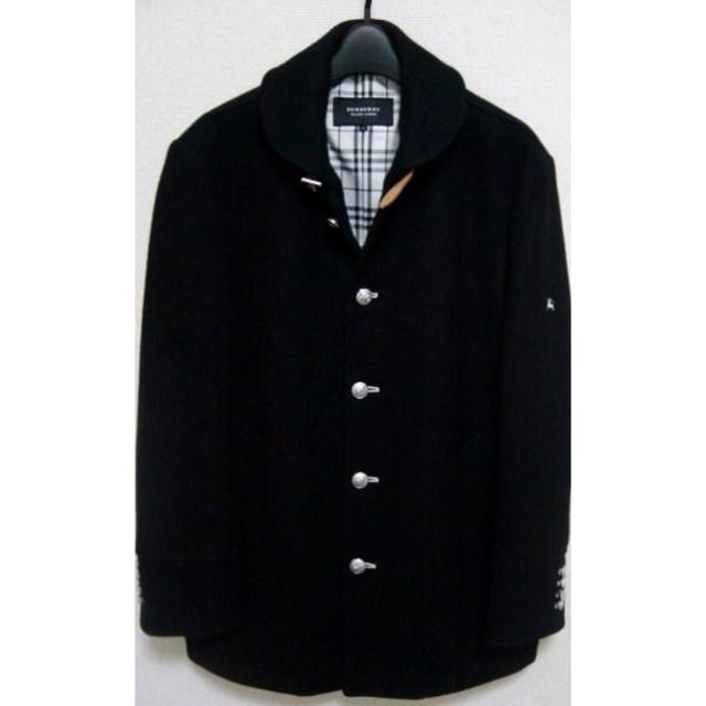 BURBERRY BLACK LABEL - バーバリー ブラックレーベル銀ボタン羊毛マリンコートMジャケット紺レザー黒スーツ