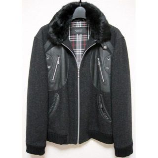 バーバリーブラックレーベル(BURBERRY BLACK LABEL)の新品同様BURBERRY BLACK LABELファー付きパイロットジャケトM黒(レザージャケット)