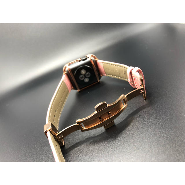 Apple Watch(アップルウォッチ)のフルローズゴールド最新版カバー&ピンクベルトセットアップルウォッチカスタムset レディースのファッション小物(腕時計)の商品写真