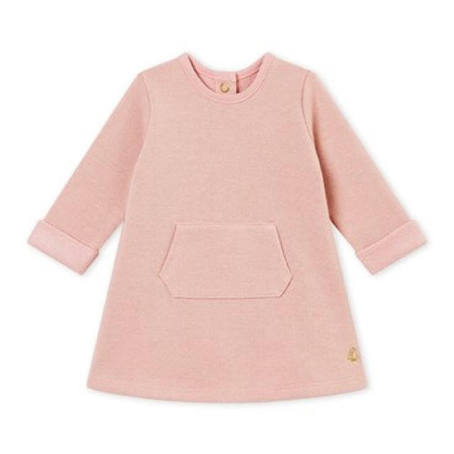 PETIT BATEAU(プチバトー)のプチバトー ラメスウェットワンピース ピンク キッズ/ベビー/マタニティのキッズ服女の子用(90cm~)(ワンピース)の商品写真