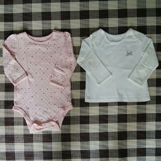 ベビーギャップ(babyGAP)の長袖 Tシャツ ロンパース 2点 セット 女の子 80㎝(ロンパース)