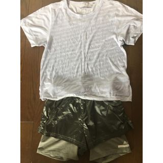 アディダスバイステラマッカートニー(adidas by Stella McCartney)のアディダスバイステラマッカートニーのTシャツ XS グレー&ピンク(ヨガ)