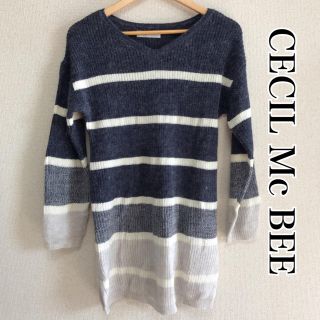 セシルマクビー(CECIL McBEE)のCECIL Mc BEEボーダーニットワンピース(ミニワンピース)