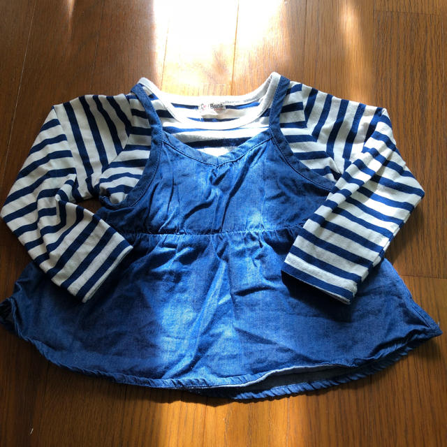 ボーダートップス 90 キッズ/ベビー/マタニティのキッズ服女の子用(90cm~)(Tシャツ/カットソー)の商品写真