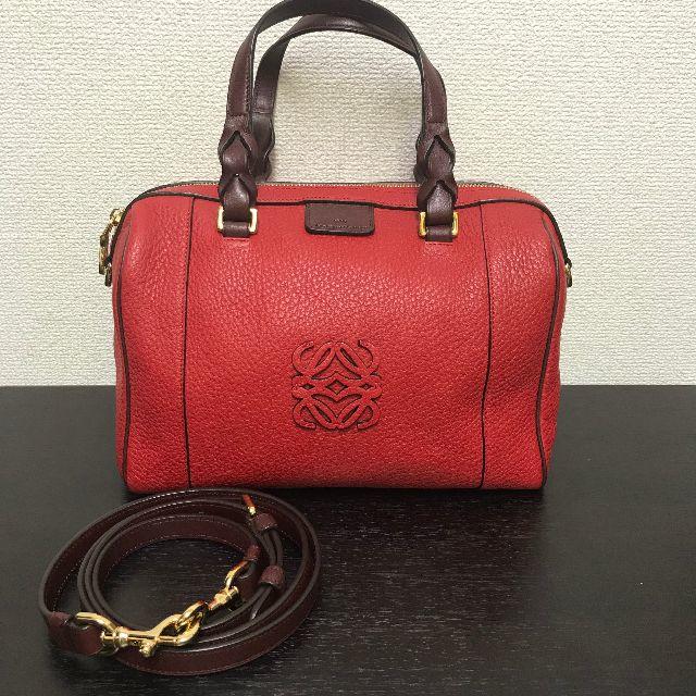 ロエベ　ハンドバッグ　フスタ　美品☆　レザー　赤　2way