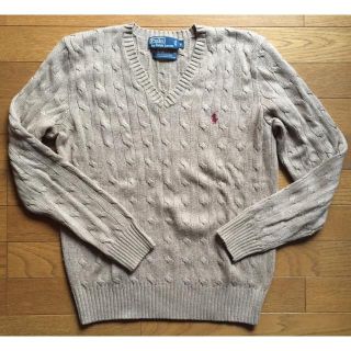 ポロラルフローレン(POLO RALPH LAUREN)の希少 ポロ ラルフローレン シルクのケーブルニット usS　日本Mサイズ(ニット/セーター)