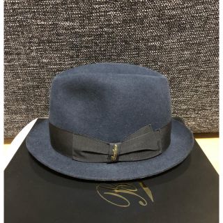 ボルサリーノ(Borsalino)のBorsalino ボルサリーノ ラビットファー 中折れハット57cm 濃紺(ハット)