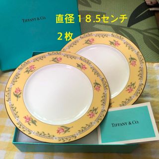 ティファニー(Tiffany & Co.)の美品！未使用ティファニーTIFFANYピンクチューリップ 花柄 お皿2枚(食器)