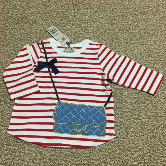 petit main(プティマイン)の休業前値下‼︎petit main ボーダーTシャツ 80センチ キッズ/ベビー/マタニティのベビー服(~85cm)(Ｔシャツ)の商品写真