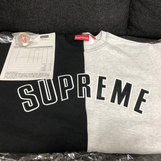 supreme2018fw crew neck 白黒 M