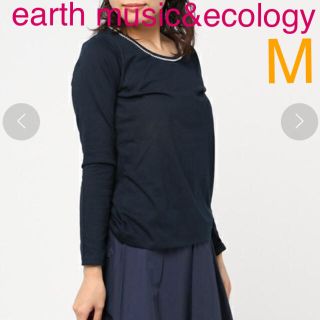 アースミュージックアンドエコロジー(earth music & ecology)のトップス　カットソー　プルオーバー　パール　ネイビー　M(カットソー(長袖/七分))