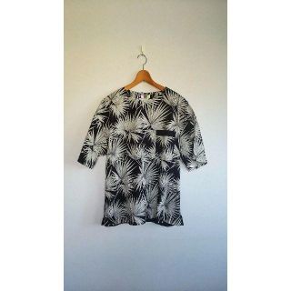 エムエスジイエム(MSGM)のシャツ　トップス　柄シャツ　半袖　L　ブラック　MSGM(Tシャツ/カットソー(半袖/袖なし))