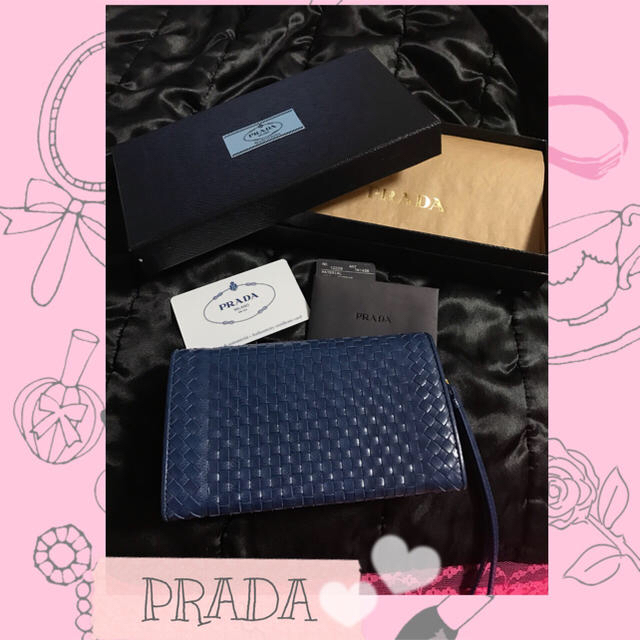 PRADA(プラダ)の限定sale新品☆PRADAプラダ☆イントレチャート希少ウォレット紺 メンズのファッション小物(折り財布)の商品写真