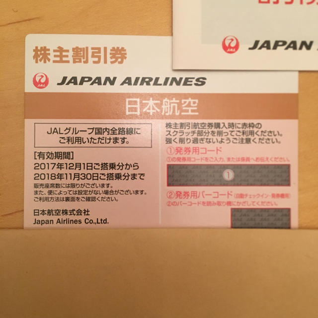 JAL ♡ 株主割引券航空券