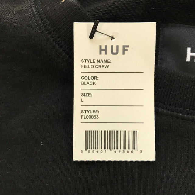 HUF(ハフ)のhuf スウェット トレーナー L  黒 タグ付き メンズのトップス(スウェット)の商品写真
