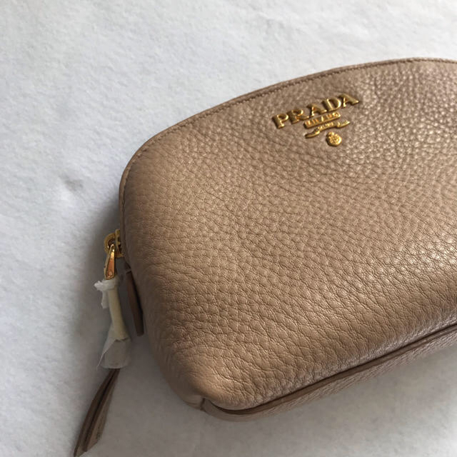 【新品】PRADA プラダ レザーポーチ キャメル 3