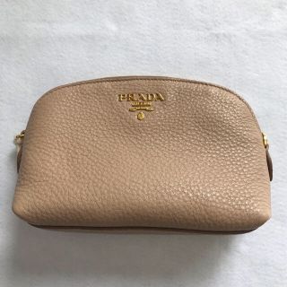 【新品】PRADA プラダ レザーポーチ キャメル