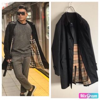 バーバリー(BURBERRY)のBurberry LONDON ステンカラーコート 黒 ブラック 高級品(ステンカラーコート)