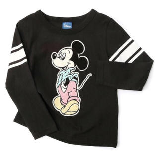 ディズニー(Disney)の新品◇ライトオン購入 Disney ミッキー袖ラインさがら刺繍ロンT 100(Tシャツ/カットソー)