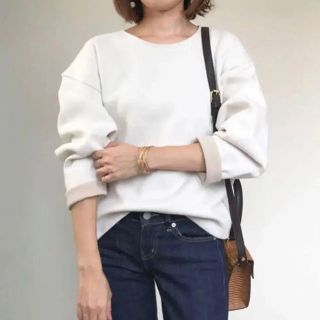 ユニクロ(UNIQLO)の新品 UNIQLO ダブルフェイスプルオーバー オフホワイト XL(カットソー(長袖/七分))