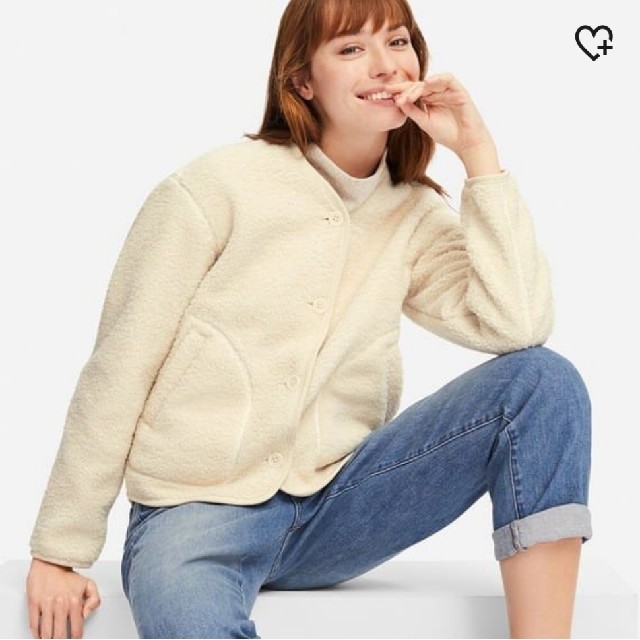 UNIQLO(ユニクロ)のボアフリース　ノーカラージャケット レディースのジャケット/アウター(ノーカラージャケット)の商品写真