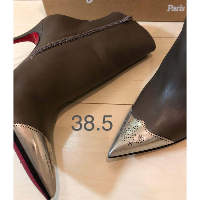 美品 クリスチャンルブタン ショートブーツ グレージュ 38.5 - ブーツ
