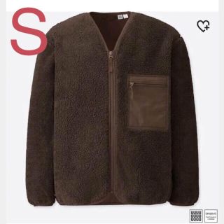 ユニクロ(UNIQLO)の新品！フリースカーディガン ブラウン s(カーディガン)