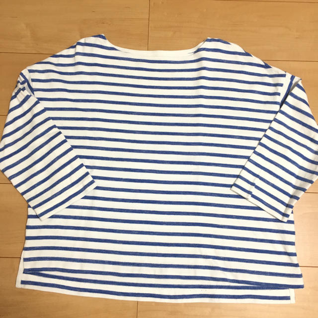 MUJI (無印良品)(ムジルシリョウヒン)のオーガニックコットン太番手ドロップショルダーボーダーTシャツ レディースのトップス(Tシャツ(長袖/七分))の商品写真