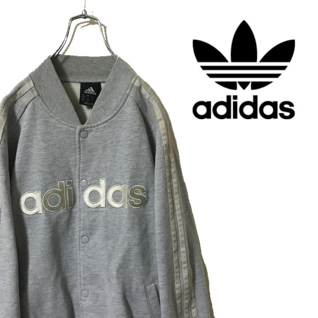 adidas(アディダス)のadidas アディダス スウェット 地 ブルゾン ビッグロゴ 袖ライン 三本線 メンズのジャケット/アウター(ブルゾン)の商品写真