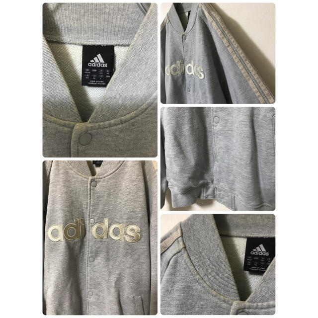 adidas(アディダス)のadidas アディダス スウェット 地 ブルゾン ビッグロゴ 袖ライン 三本線 メンズのジャケット/アウター(ブルゾン)の商品写真