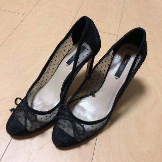 ザラ(ZARA)の24.5〜25cm シースルードット柄パンプス(ハイヒール/パンプス)