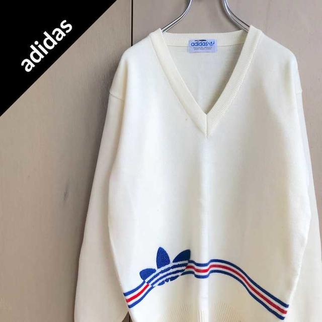 adidas(アディダス)のアディダス 【80s】 ビッグロゴ ニット スウェット トレーナー パーカー メンズのトップス(ニット/セーター)の商品写真