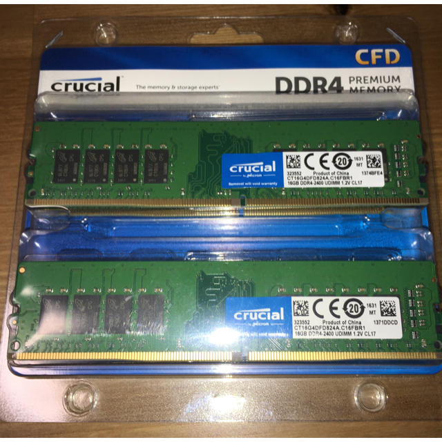 Crucial Micron DDR4-2400 メモリ 16GB 4枚