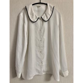 ビッキー(VICKY)のVICKY（ビッキー）ブラウス 白×黒  Ｌ（ビッキーサイズは9号）【美品】(シャツ/ブラウス(長袖/七分))