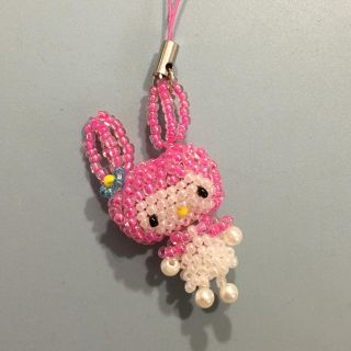 ハンドメイド マイメロ風ストラップ(キーホルダー)