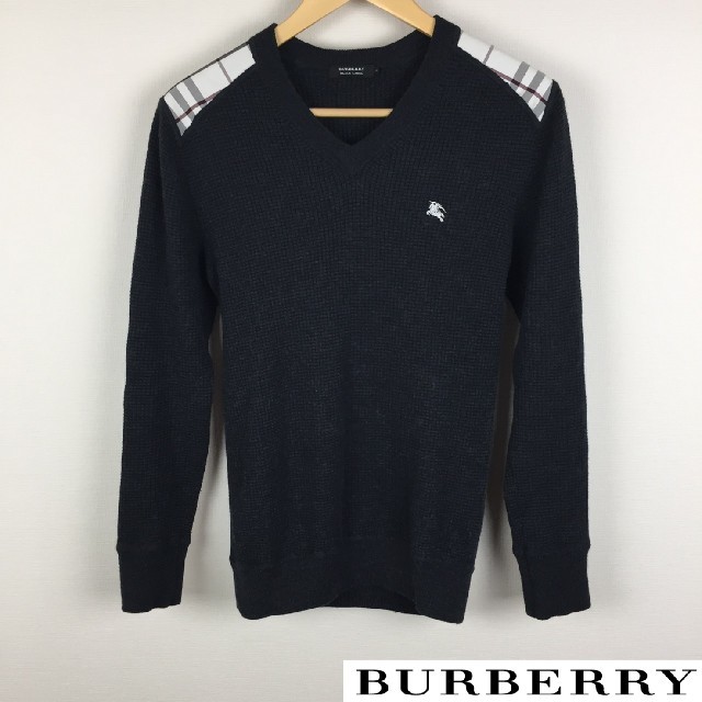 BURBERRY BLACK LABEL(バーバリーブラックレーベル)の美品 BURBERRY BLACK LABEL 長袖ニット チャコールグレー メンズのトップス(ニット/セーター)の商品写真